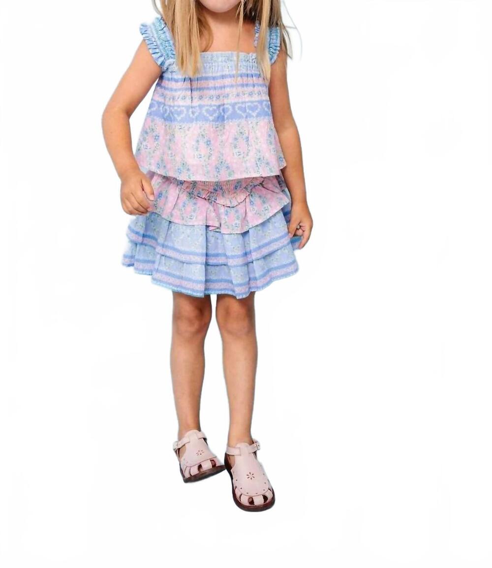 NEW SMALL SHOP kids patchwork hearts laurie blouse in blue